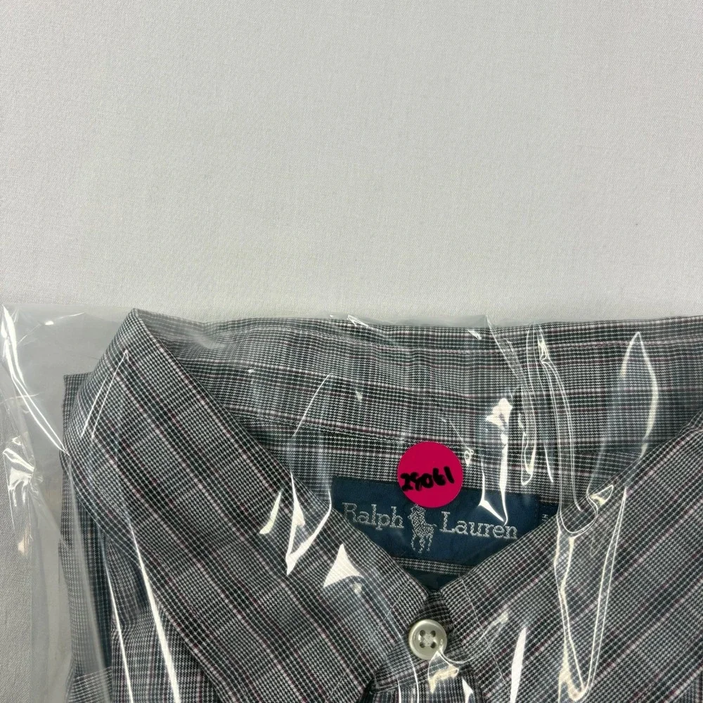 Polo Ralph Lauren Shirt Mens 3XB Big Gray Plaid Button Up‎ Long Sleeve